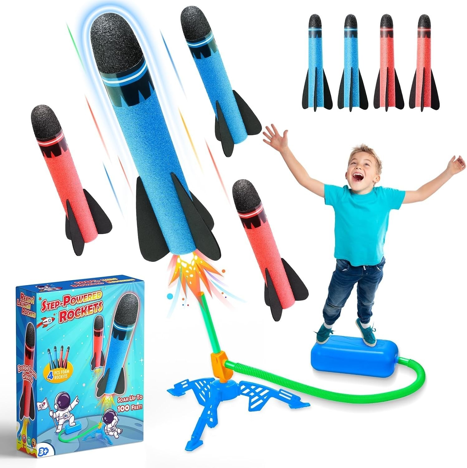 HappyGoLucky-Schaumstoff-Raketen-Launcher-4er-Set-Mehrfarbig-EVA-Indoor-Outdoor-398379830430