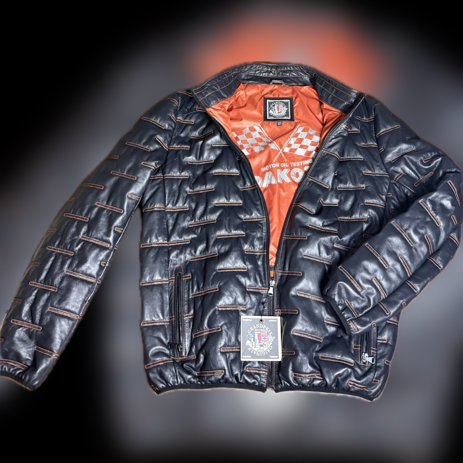 Herren-Gentleman-Lederjacke-Grand-Prix-Originals-Dakota-Blauorange-397240795490