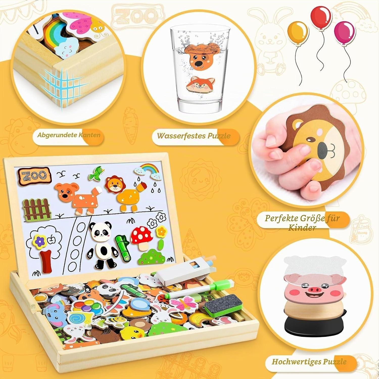 COOLJOY-Wooden-Magnetic-Board-Puzzle-Games-100-Pcs-Double-Sided-Jigsaw-Farm-398364916721