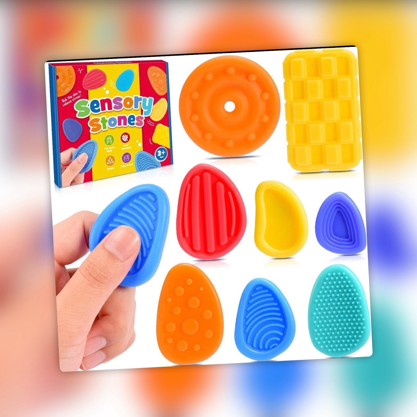 Sensory-Stones-8-Stuck-Texturiert-Anti-Stress-Spielzeug-fur-Kinder-398274523781