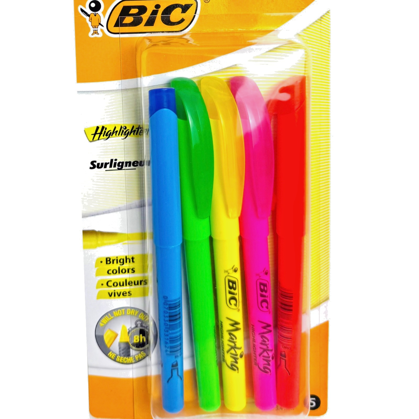 5-BIC-Highlighter-Grip-Textmark-Set-mit-Keilspitzein-funf-leuchtenden-Farben-397240794804