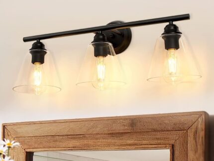 DLLT Vanity Wandleuchte, rustikale Badleuchten, 3-Licht-Wandleuchte Lampe