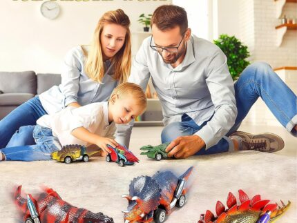 Dinosaurier - 6Pcs Auto Dino Spielzeug mit Spielmatte Transportieren