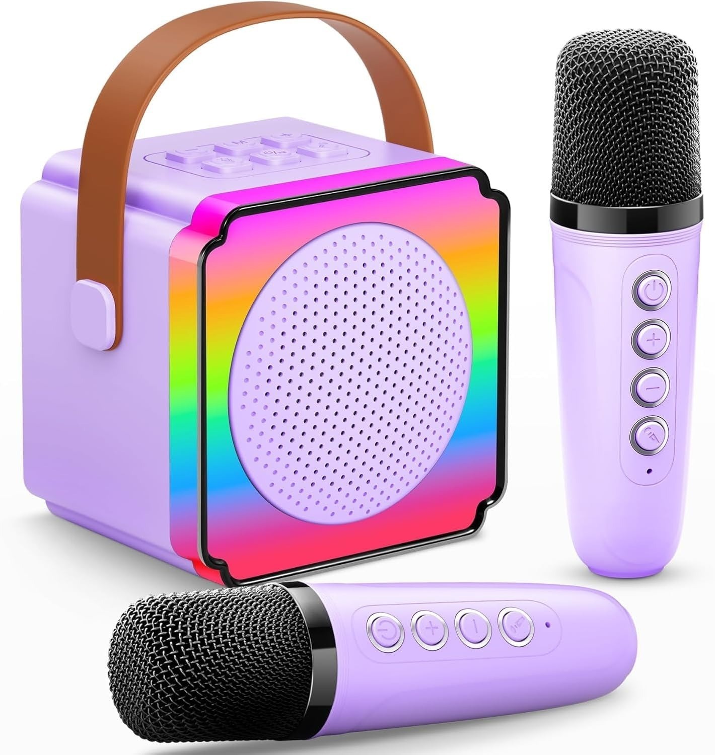 Gontence-Tragbare-Karaoke-Maschine-Kinder-2-Mikrofone-Bluetooth-Violett-398379710784