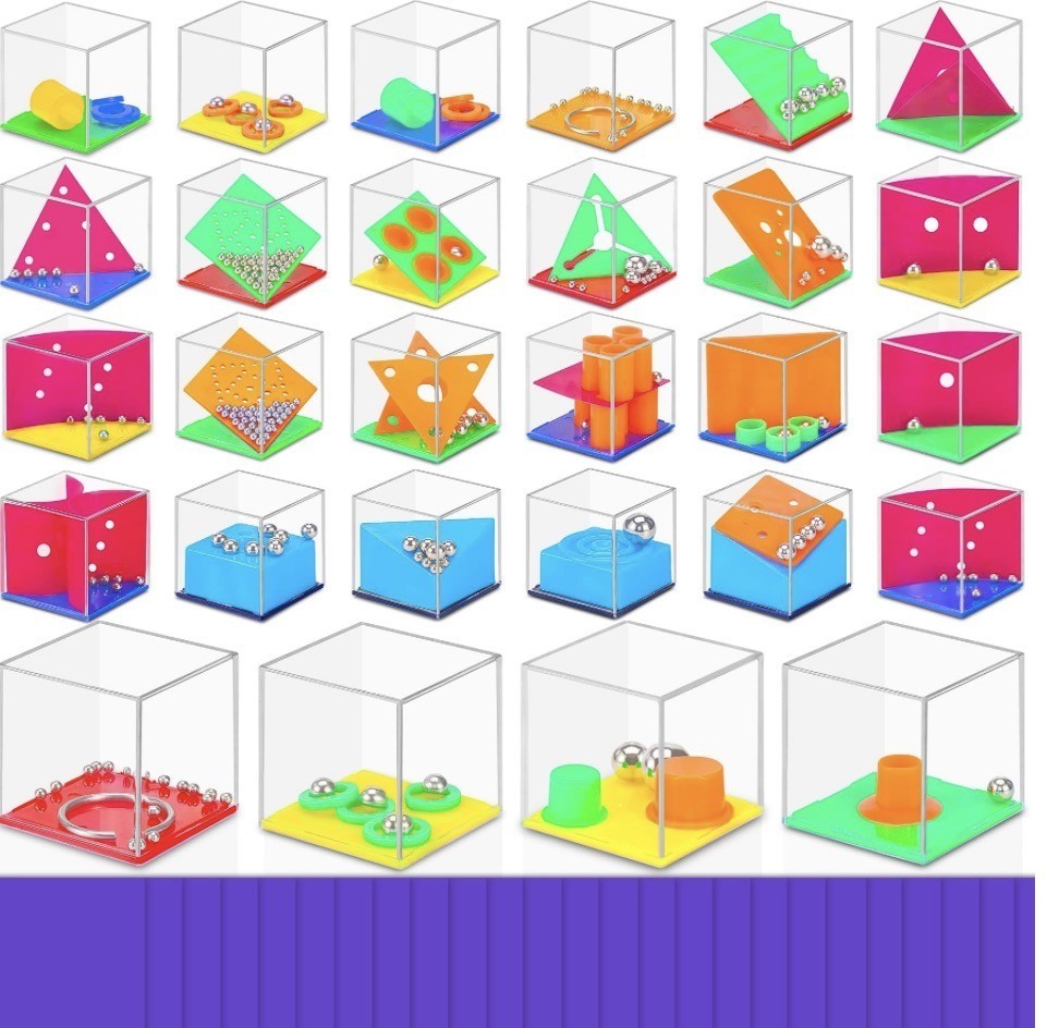 Gontence-28er-Mini-Wurfel-Labyrinth-Puzzle-Set-Mehrfarbig-Kunststoff-Weihnachten-398394771185