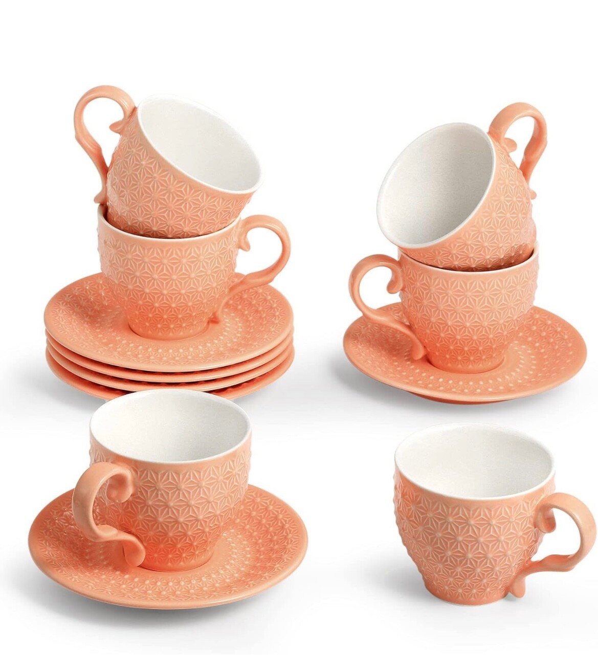 SUNTING-Kaffeetassen-Set-mit-Untertassen-Porzellan-Orange-Kaffeeset-12-tlg-394676274648