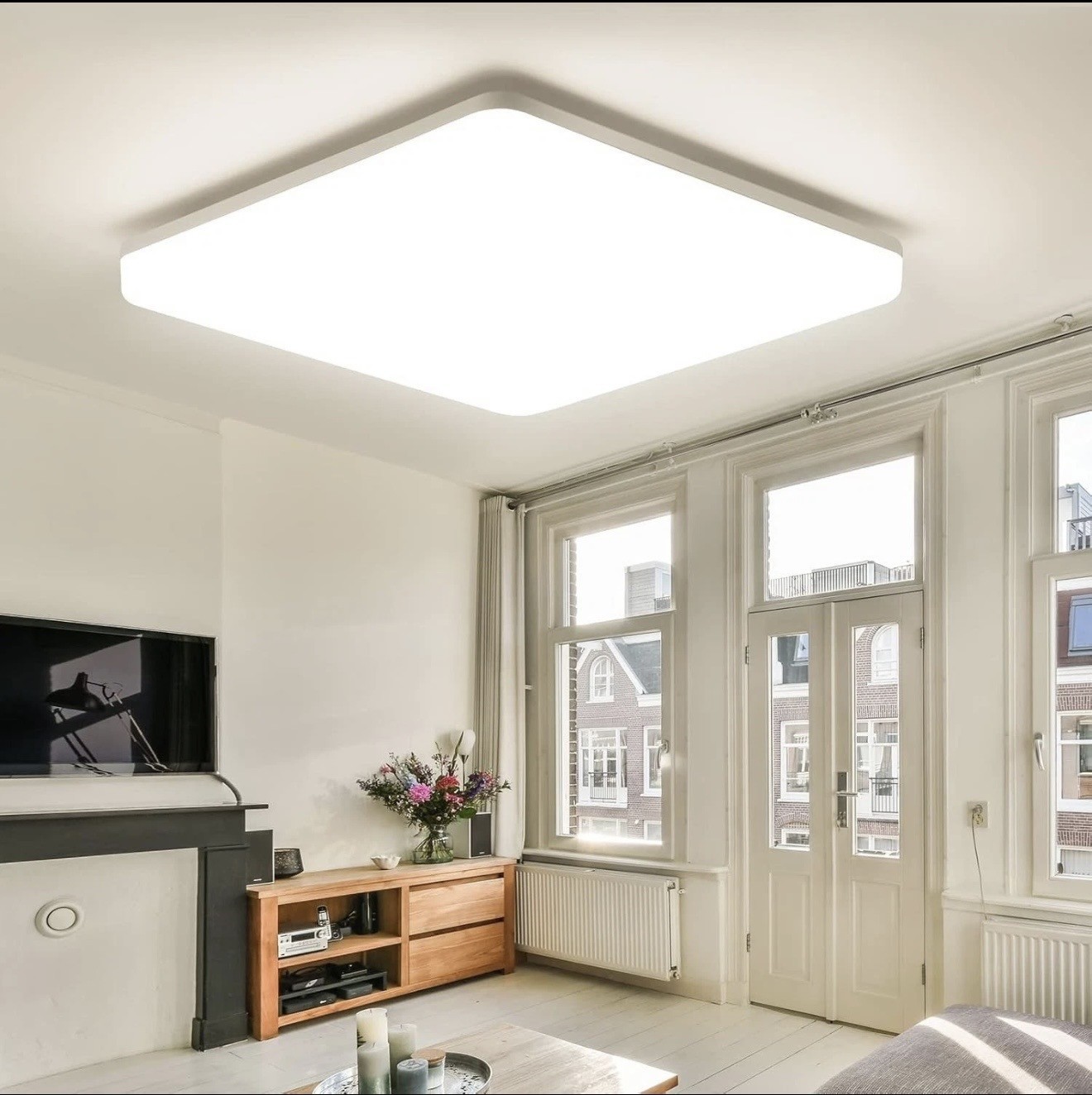 IEGLED-LED-Deckenpanel-Quadrat-40x40cm-24W-80lmW-dimmbar-Fernbedienung-Weis-398355130939