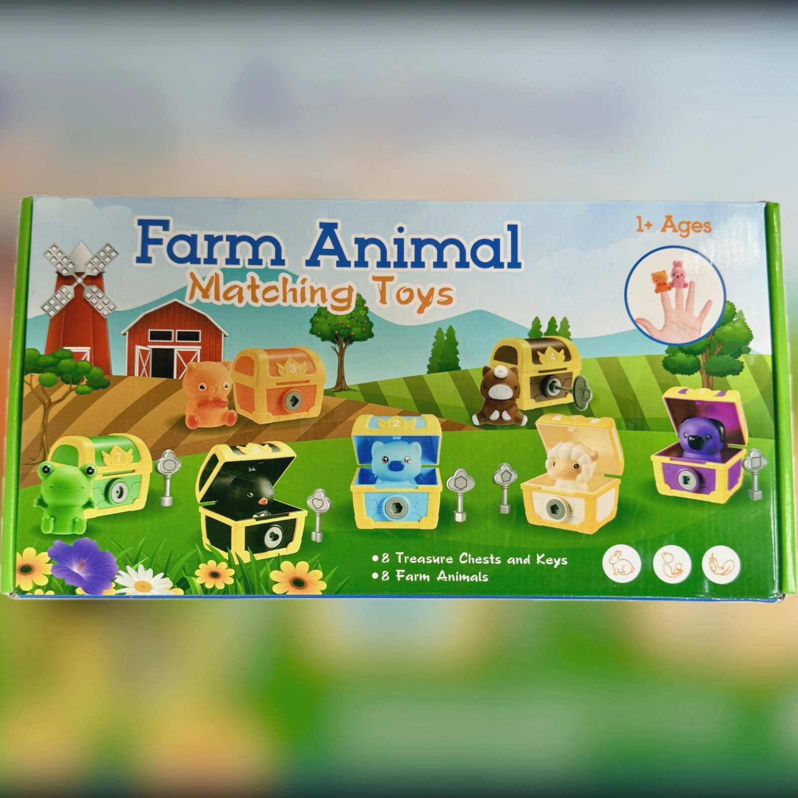Spielzeug-fur-Kleinkinder-8-Bauernhoftier-FingerpuppenSchatztruhe-keys-398361668239